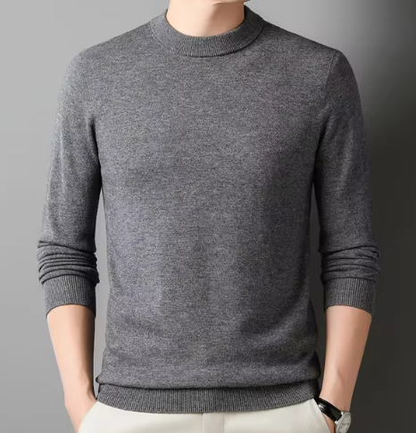 Knit crewneck sweater knit texture detail