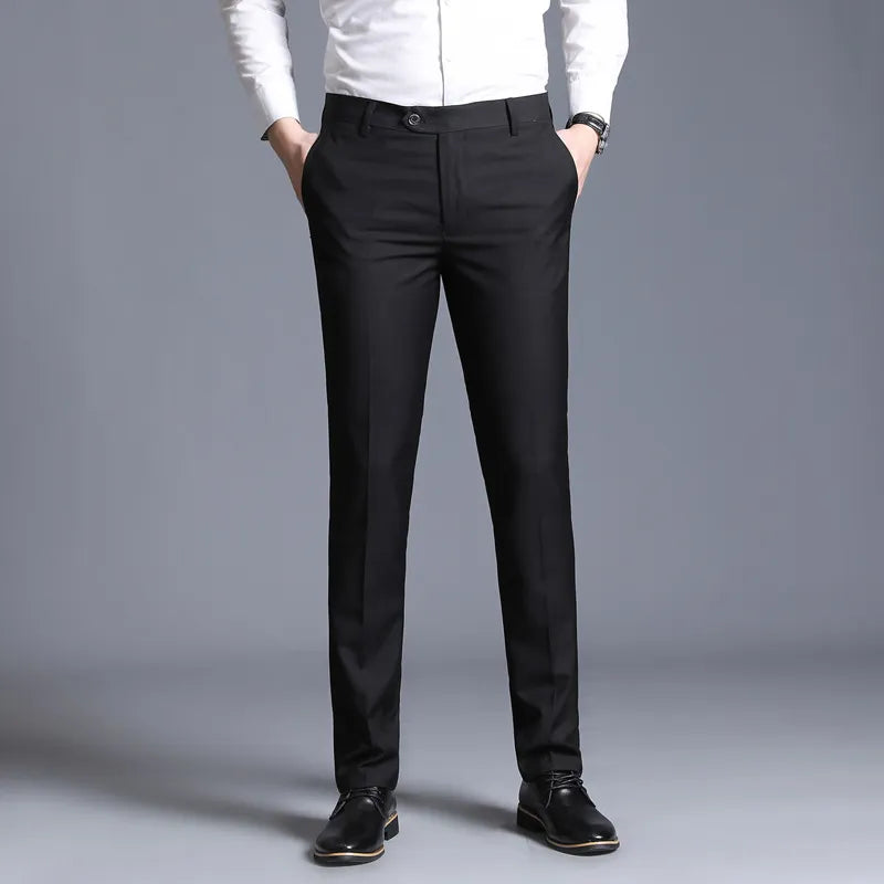 Straight leg trousers shown on model
