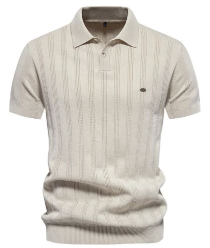 Ribbed knit polo shirt shown in alternate colourway