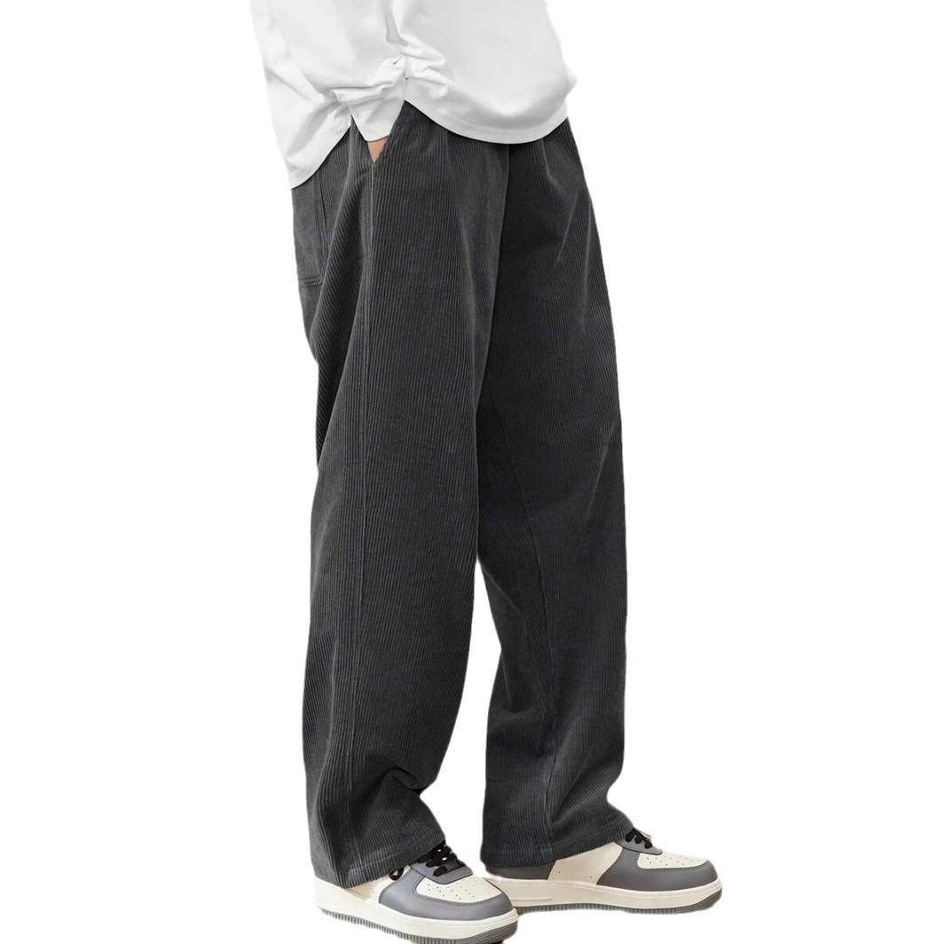 Draped trouser fabric and hem detail