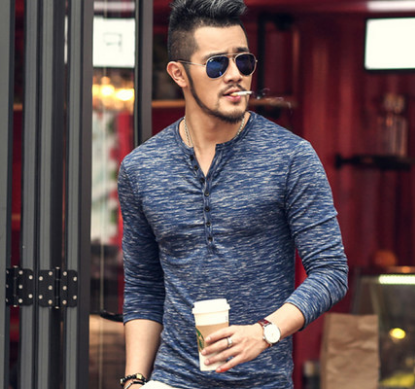 Henley shirt three button placket detail