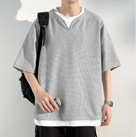 Men's short sleeve henley t-shirt front view