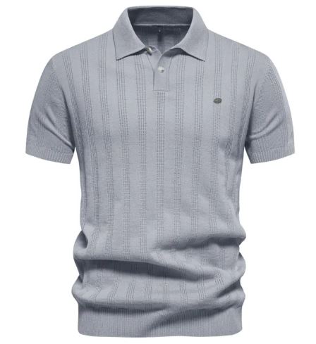 Ribbed knit polo shirt fabric texture close up